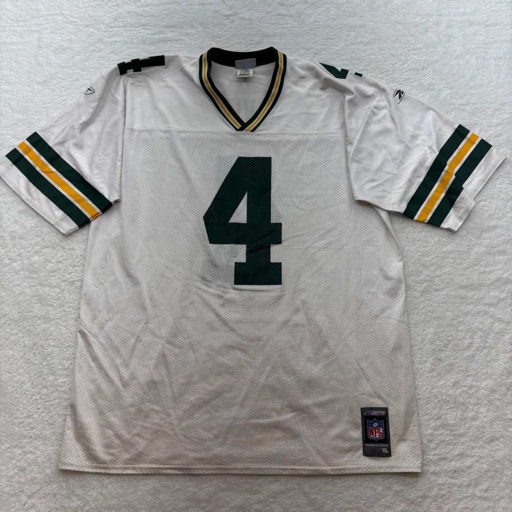 Reebok NFL Green Bay Packers Brett Favre 4 Jersey Mens XL White R701A